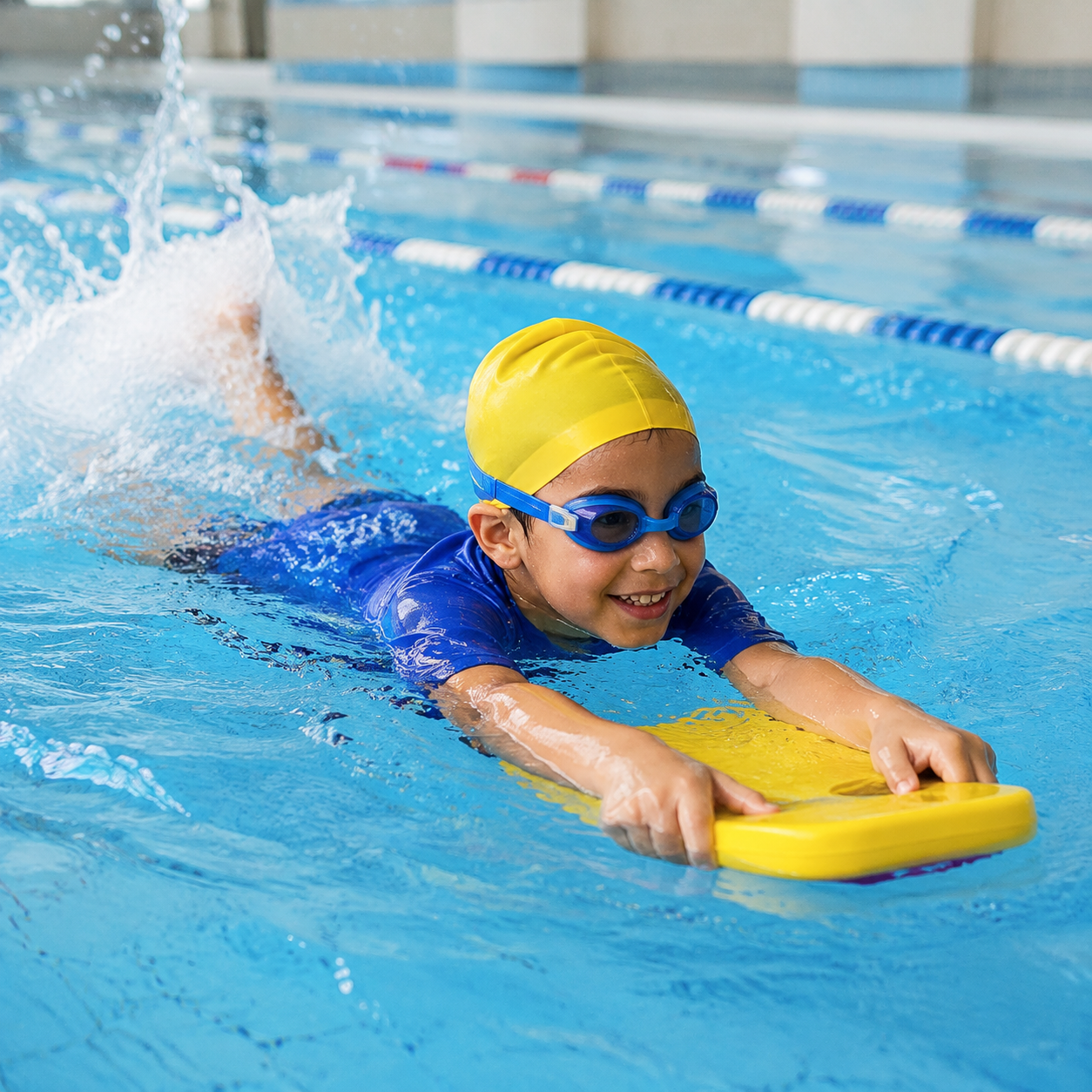 Dynamic Yellow Kickboard Swim Lesson